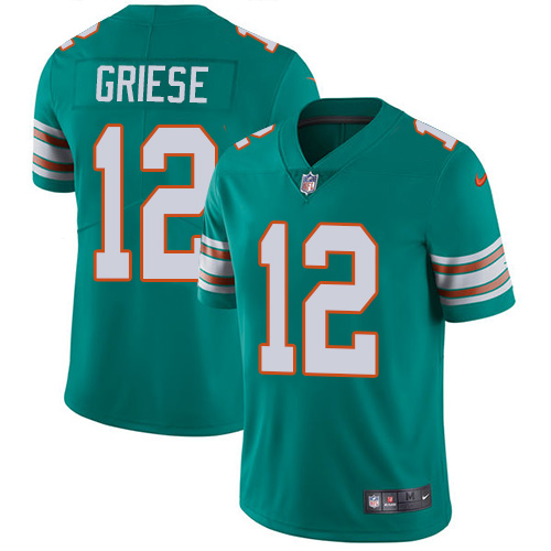 Nike Dolphins #12 Bob Griese Aqua Green Alternate Men's Stitched NFL Vapor Untouchable Limited Jersey - Click Image to Close